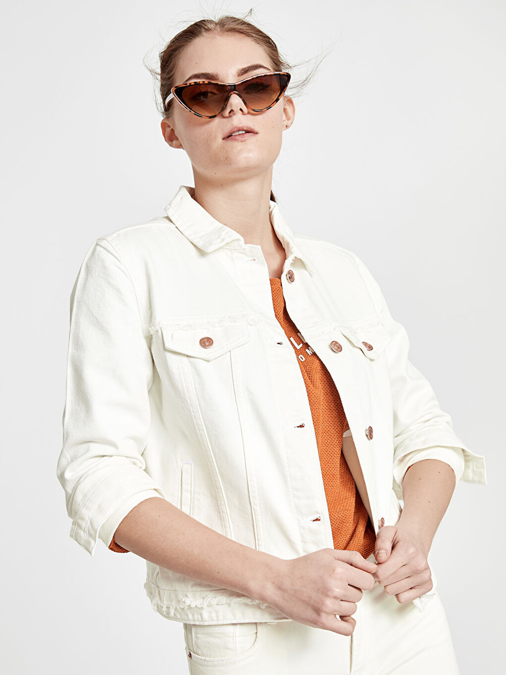 Woman WHITE Denim Jacket-1