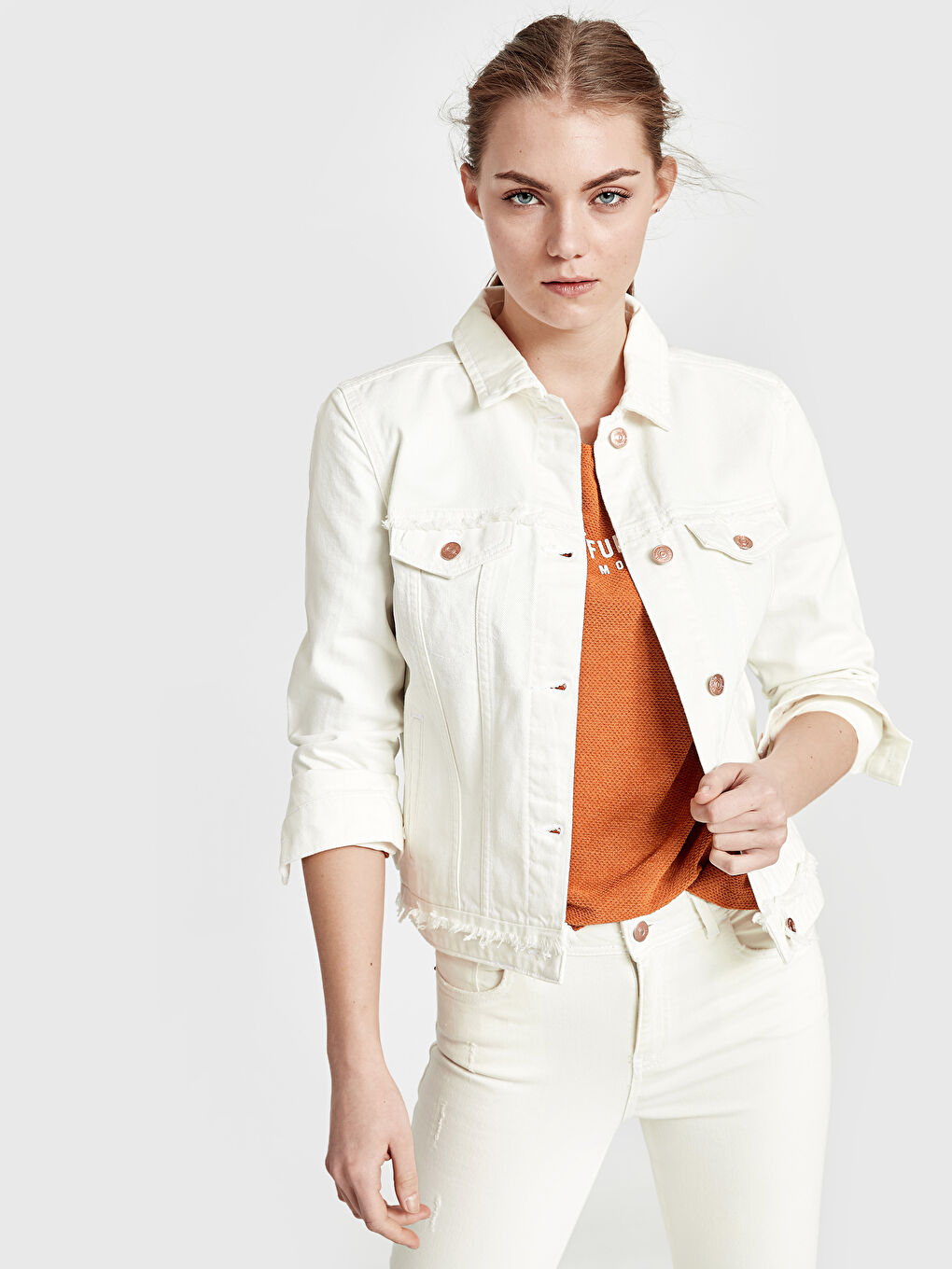 Woman WHITE Denim Jacket-2