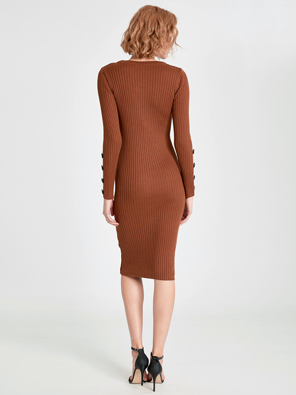 Crew Neck Long Sleeve Women's Dress-3