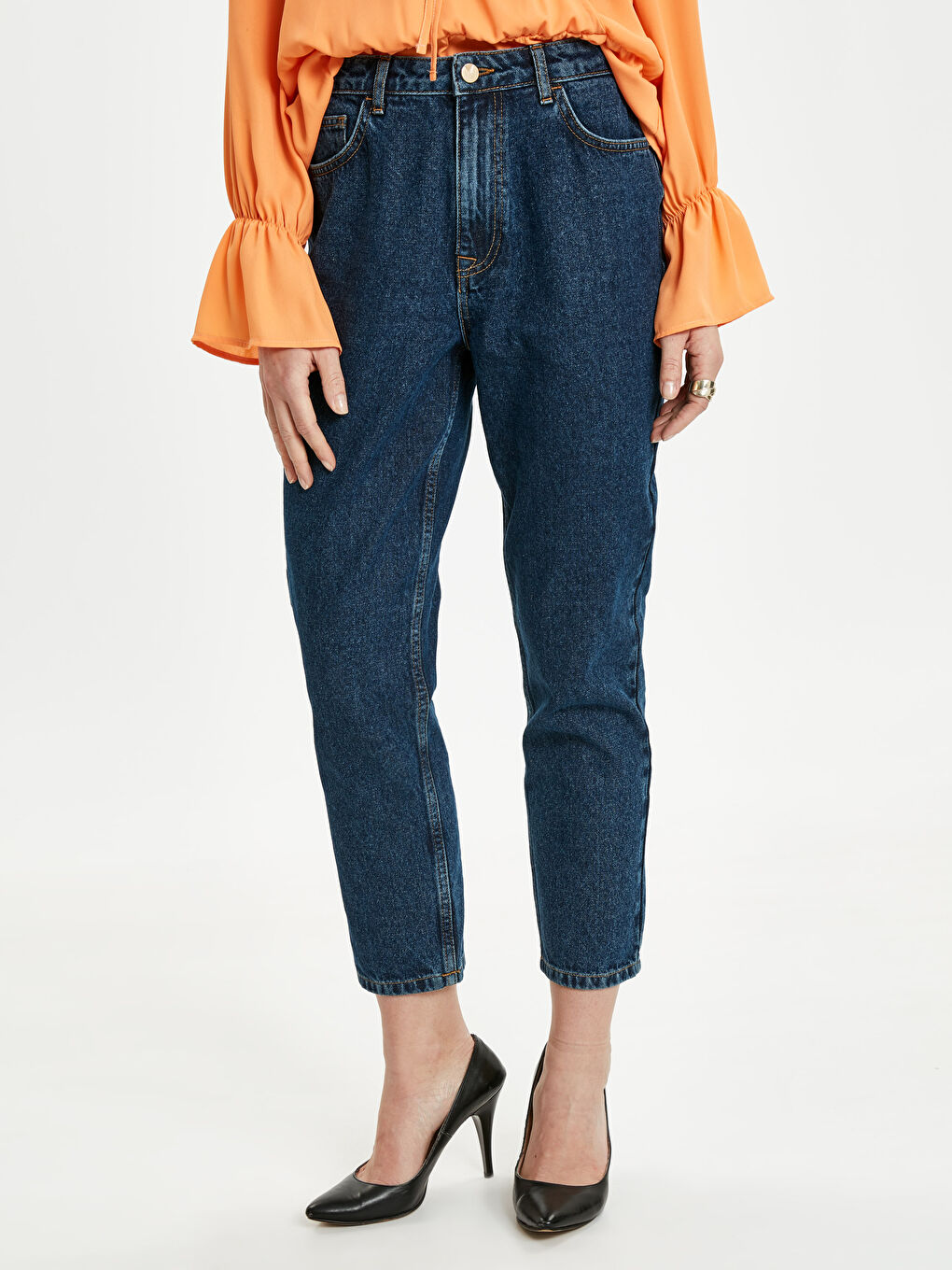 Lacivert Mom Fit Kadın Jean-1