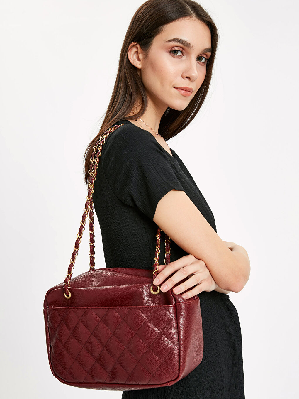 Sac d'épaule ROUGE BORDEAUX Femme