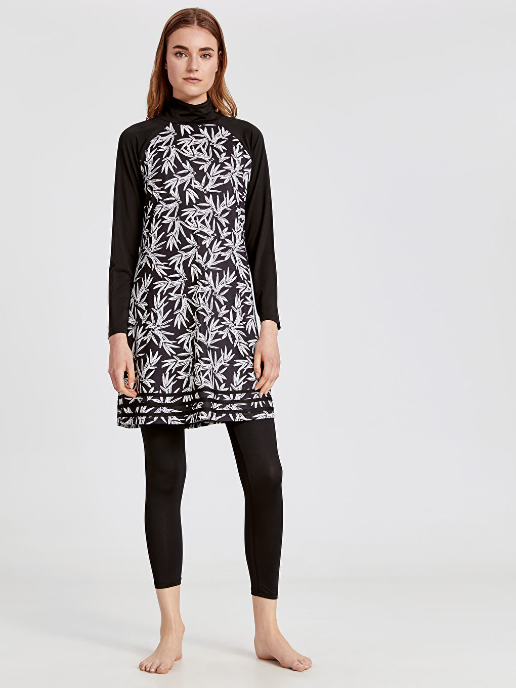 Siyah Tesettür Yüzme Tayt-1