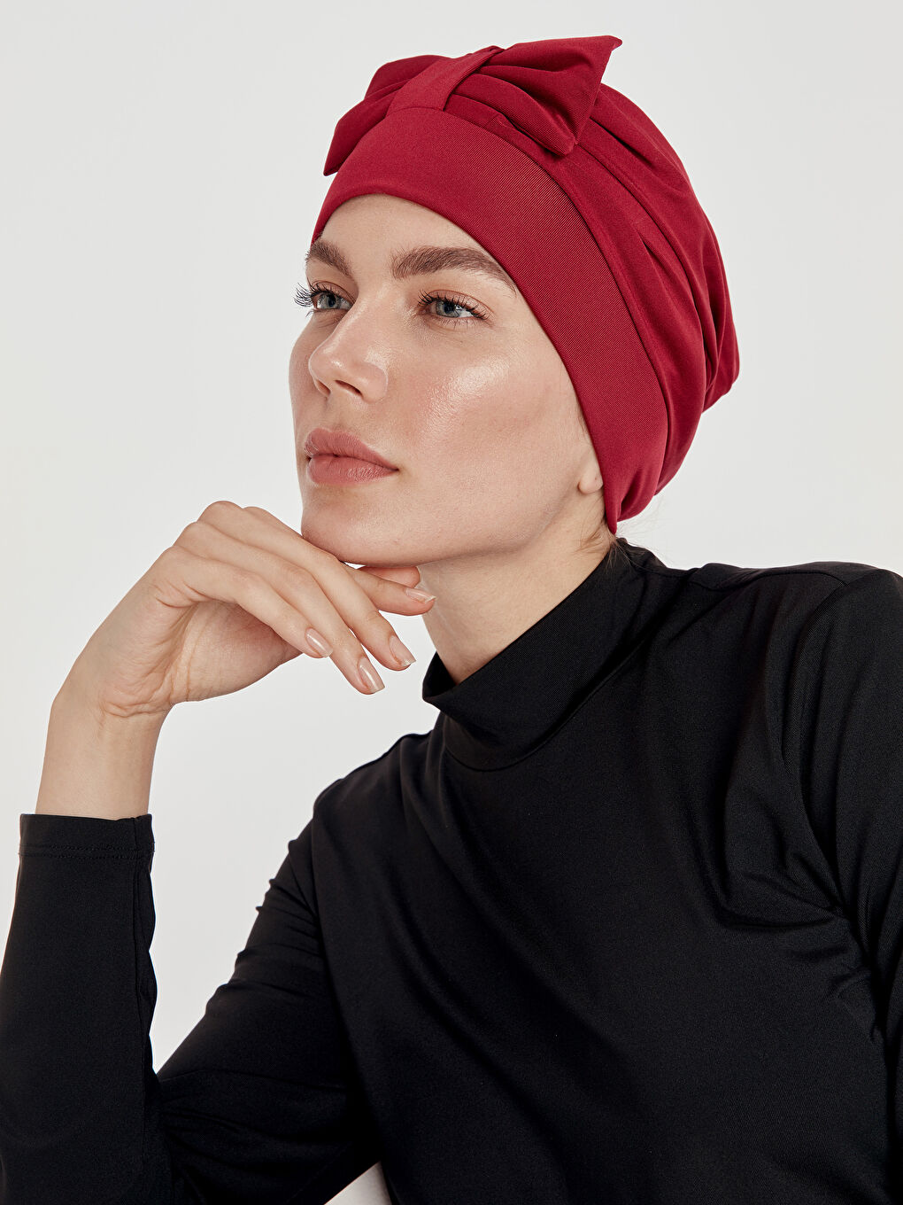 Bordo Tesettür Yüzme Bonesi