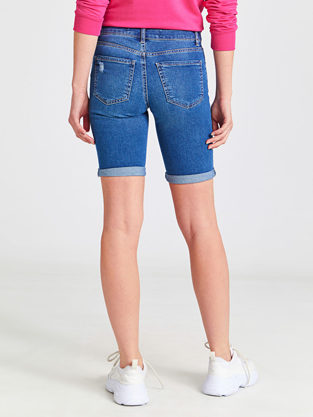 İndigo Skinny Fit Kadın Jean Şort-3