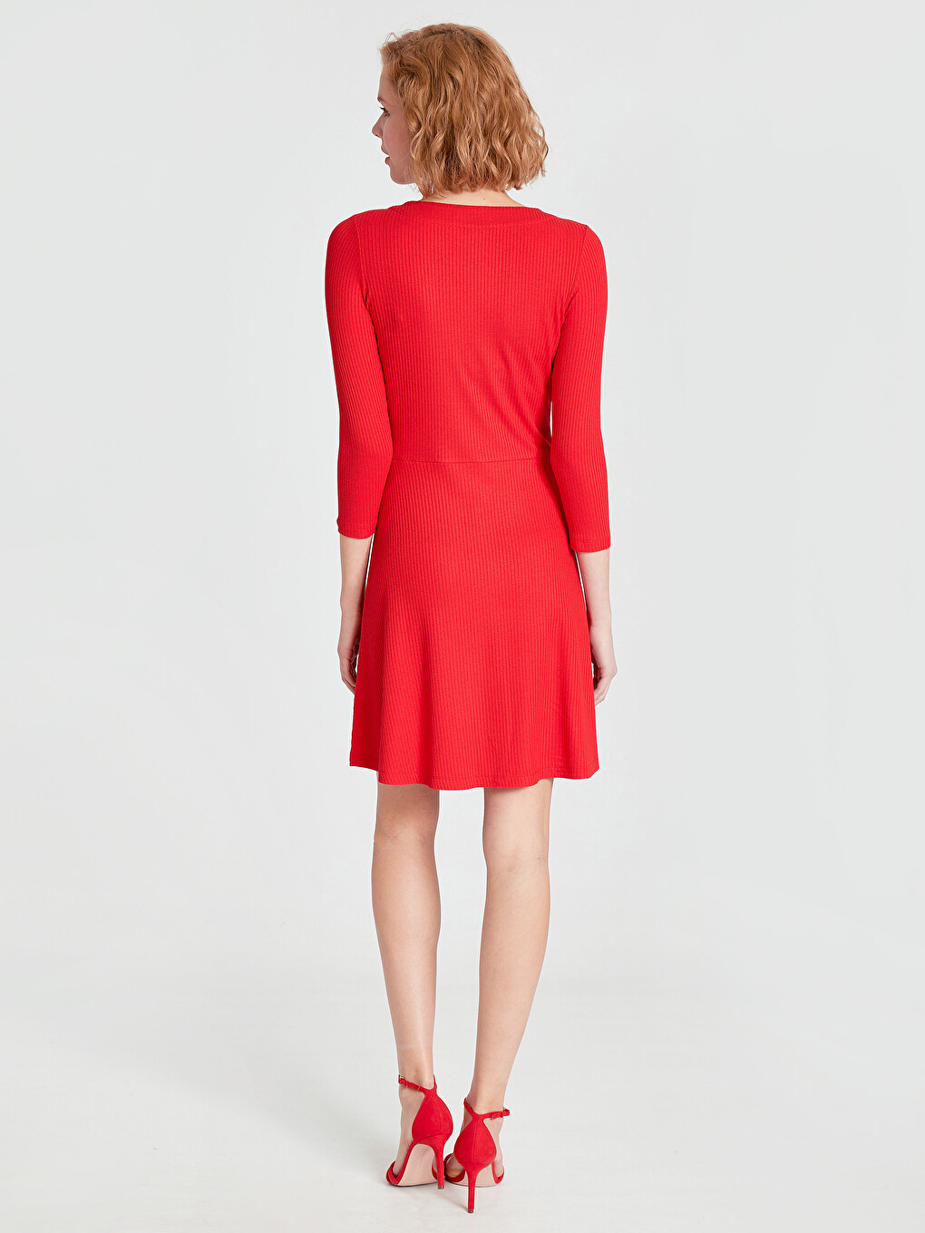 Long Sleeve Combed Cotton Women's Elastic Buttoned Dress-3