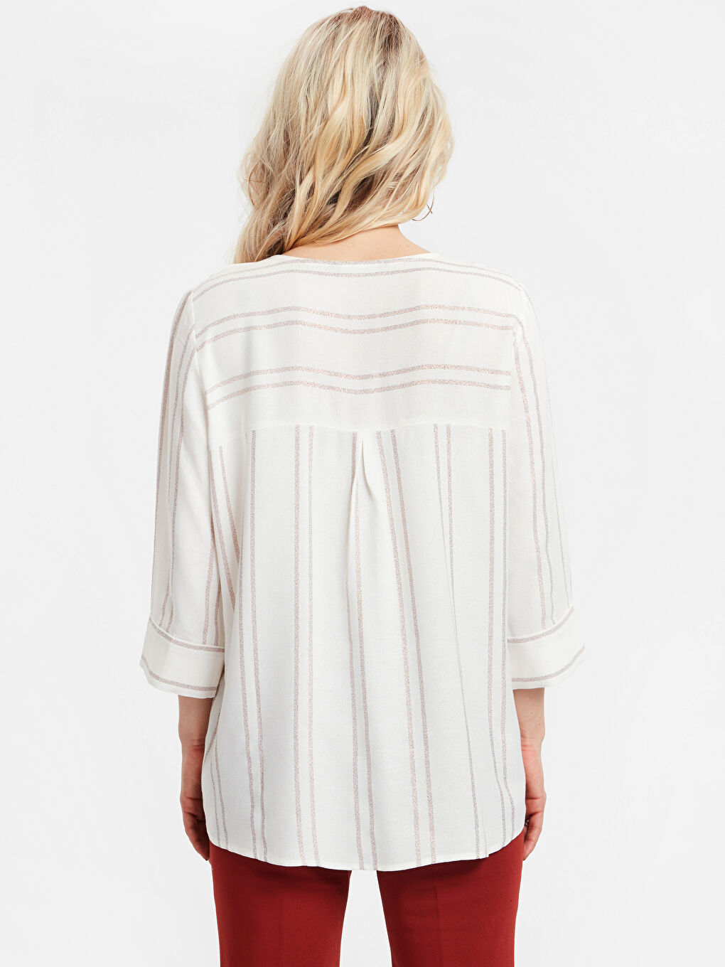 Pembe Çizgili Bluz-1