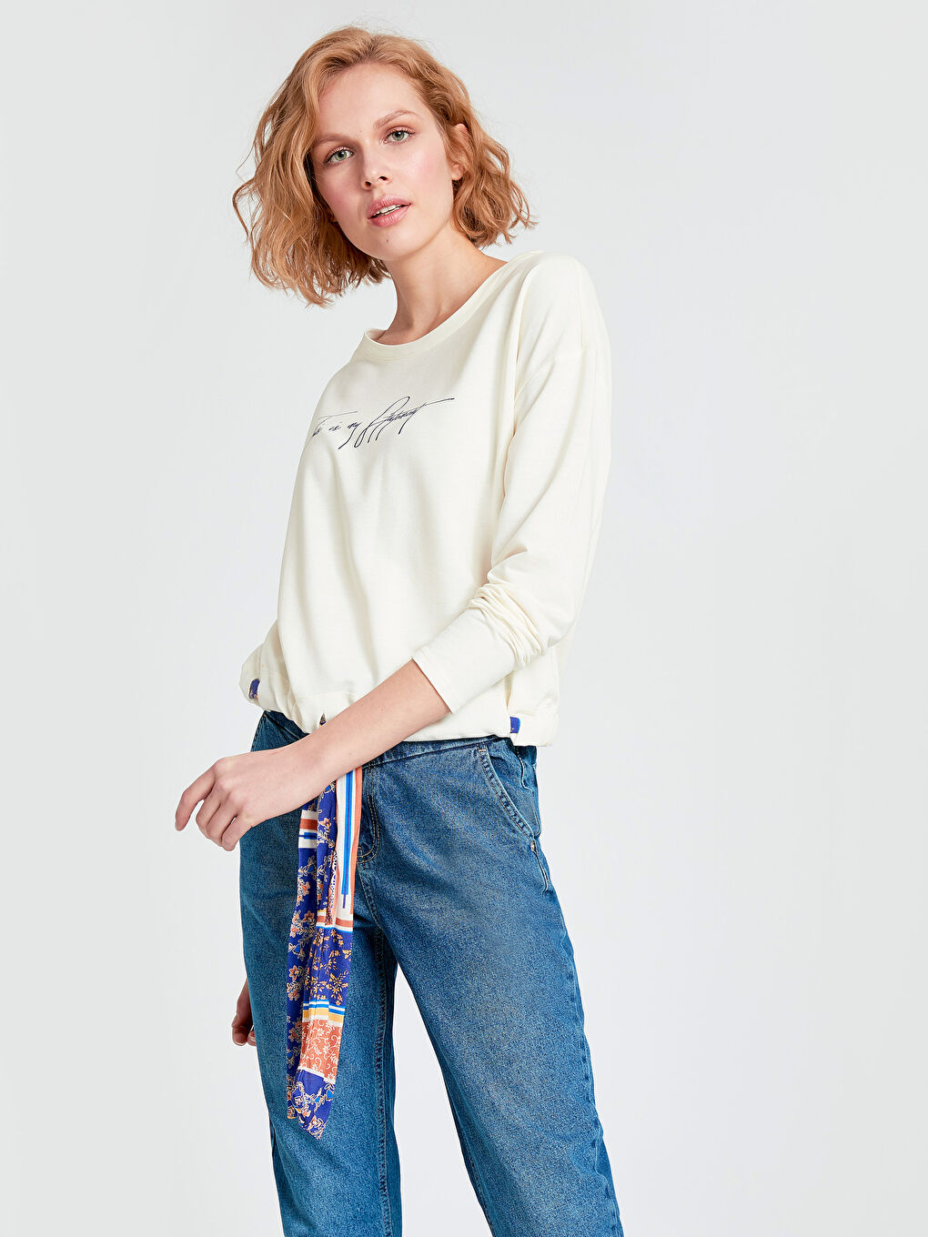 Crew Neck Long Sleeve Oversize Sweatshirt Fabric Women's Sweatshirt-1