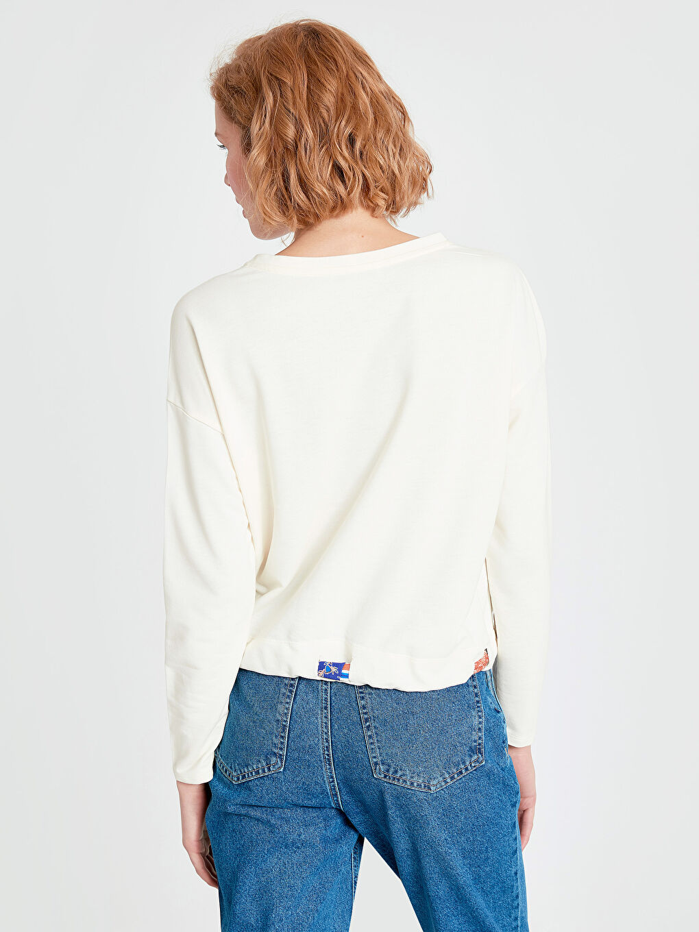 Crew Neck Long Sleeve Oversize Sweatshirt Fabric Women's Sweatshirt-2