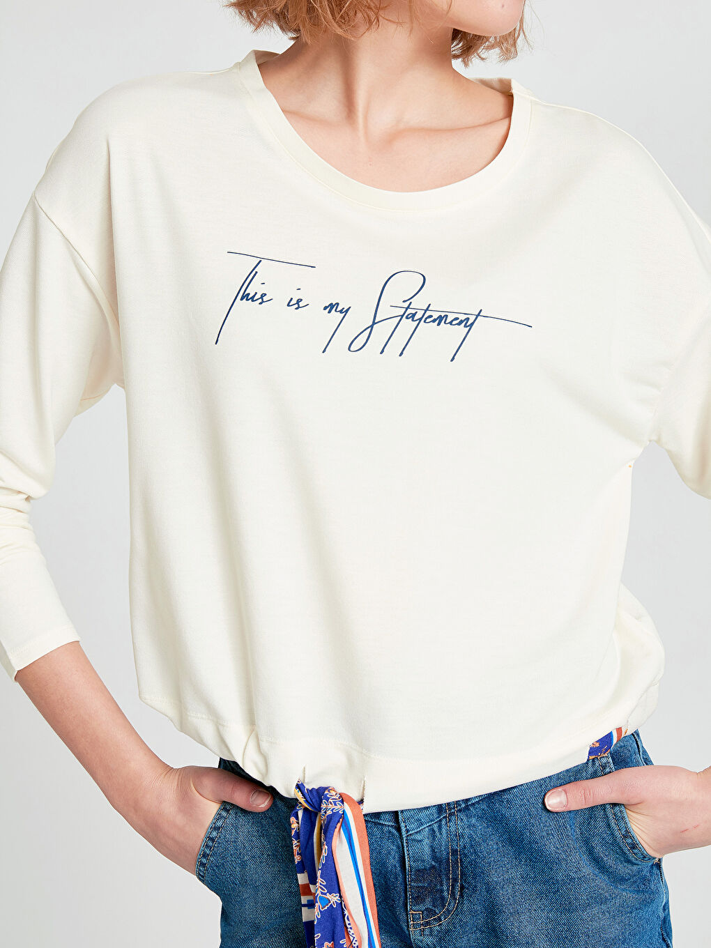 Crew Neck Long Sleeve Oversize Sweatshirt Fabric Women's Sweatshirt-3