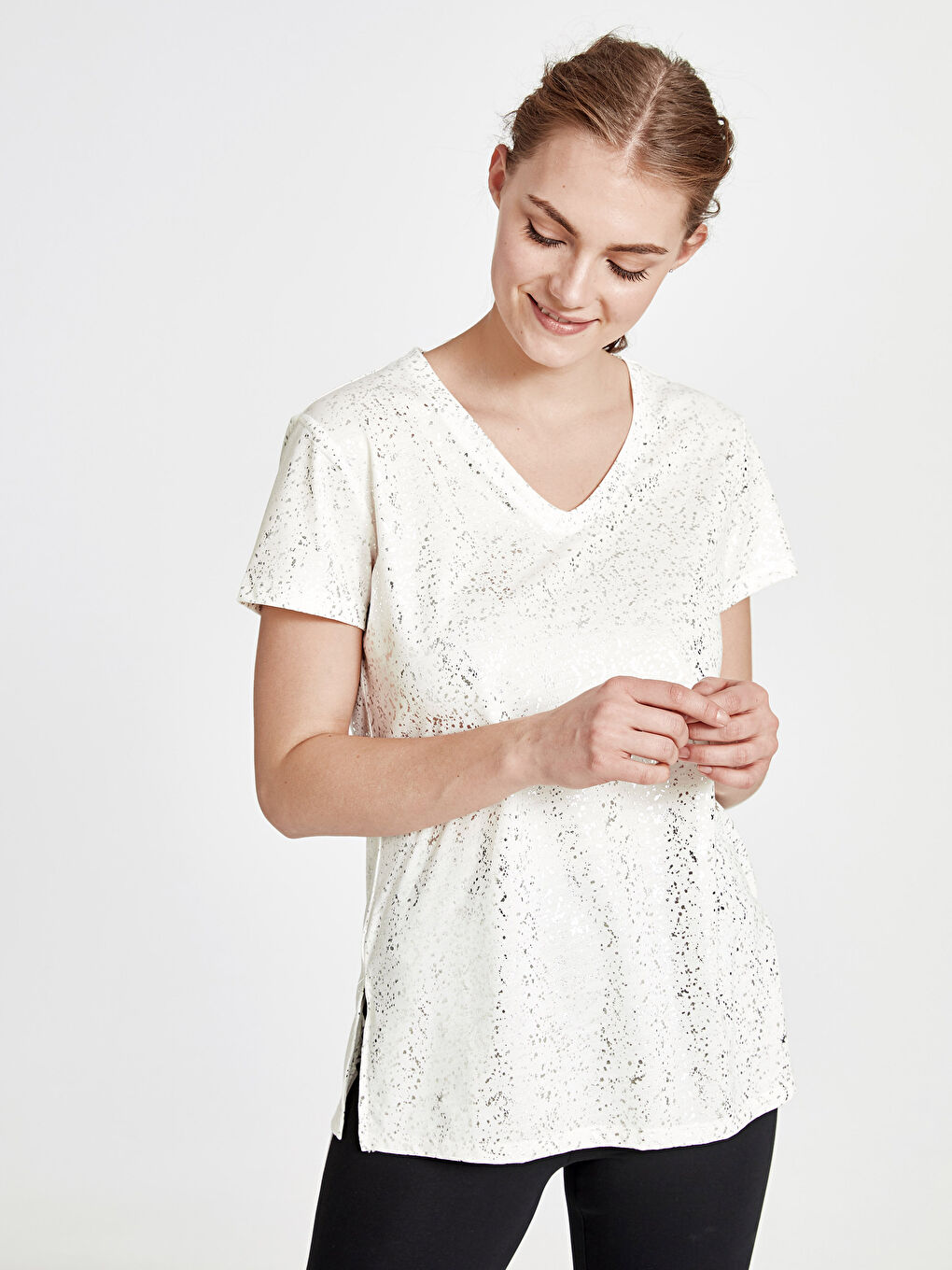 Woman ECRU Sports T-Shirt-1