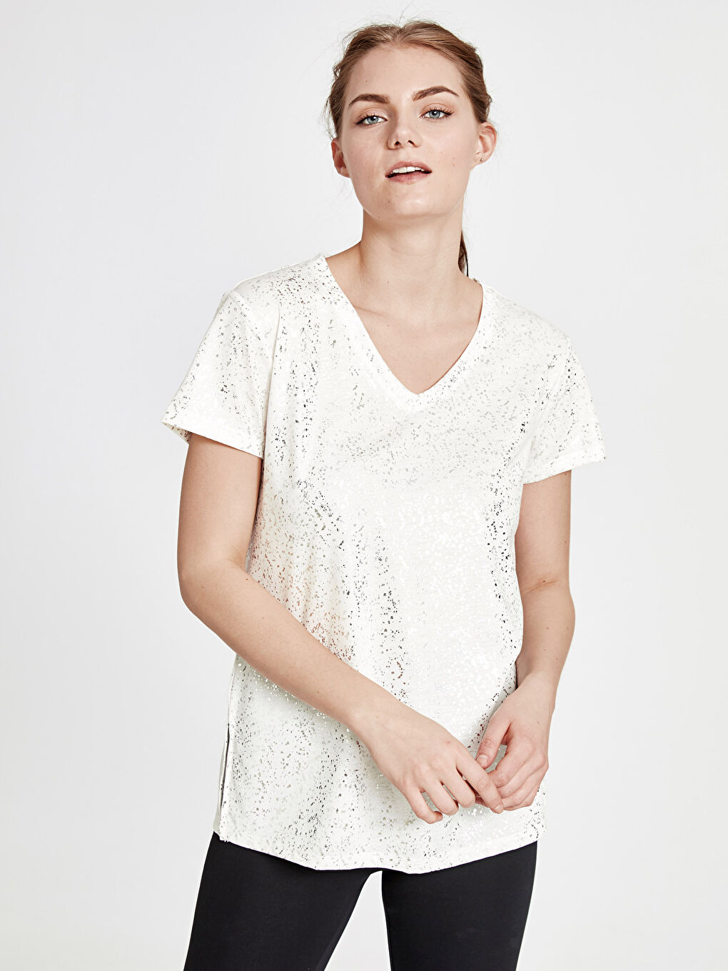 Woman ECRU Sports T-Shirt-2