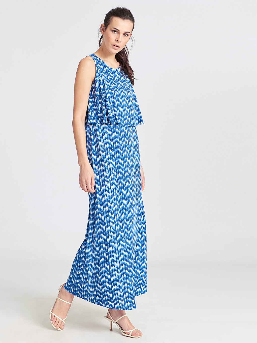 Lacivert Kadın Bisiklet Yaka Kolsuz Elbise