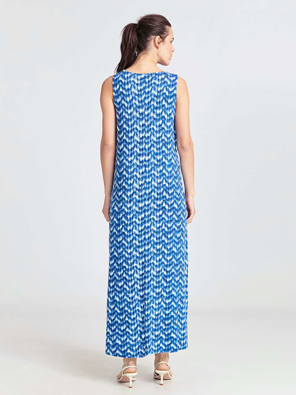 Lacivert Kadın Bisiklet Yaka Kolsuz Elbise-2