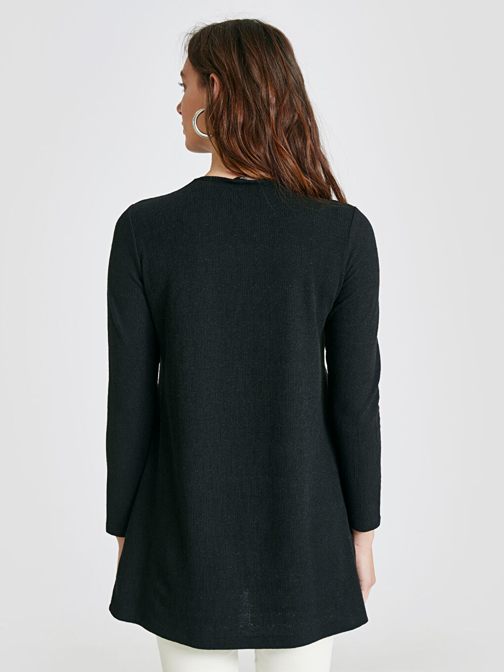 T-shirt à manches longues uni à col rond pour Femmes-2