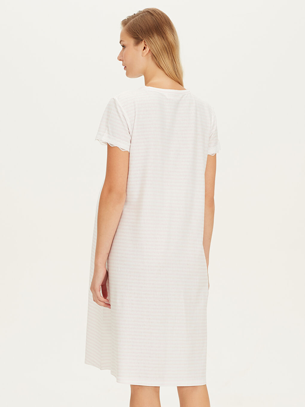 V-Neck Comfortable Fit Short Sleeve Combed Cotton Women's Nightgown-2