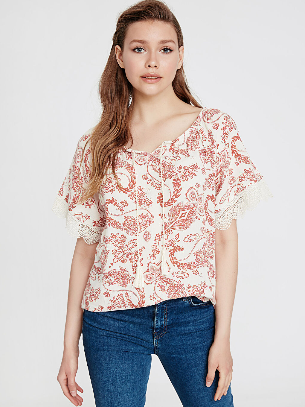 بلوزة نساء بكم قصير بقصة عادية-1