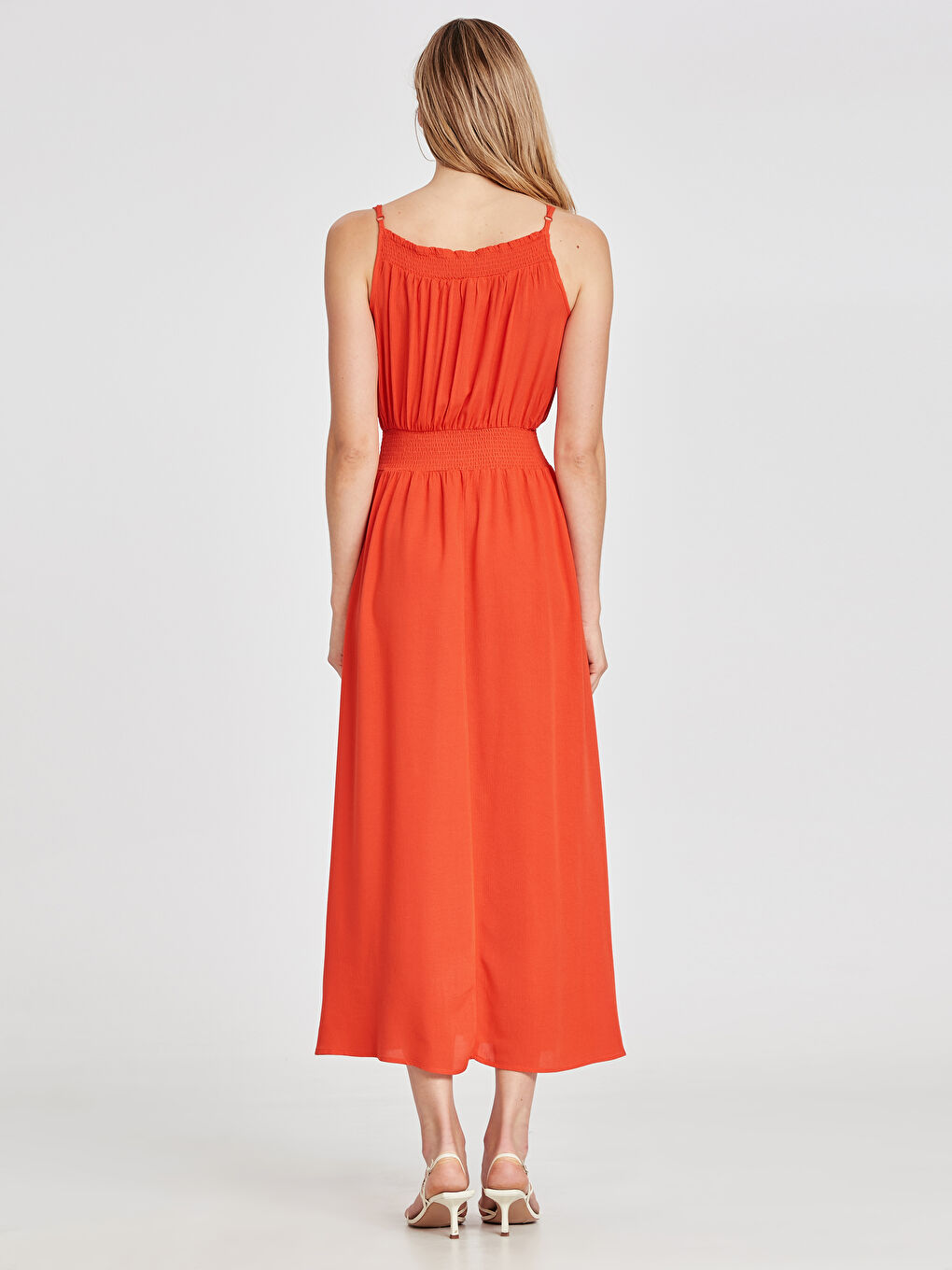 Robe à Encolure en U à Fines Bretelles pour Femmes-2