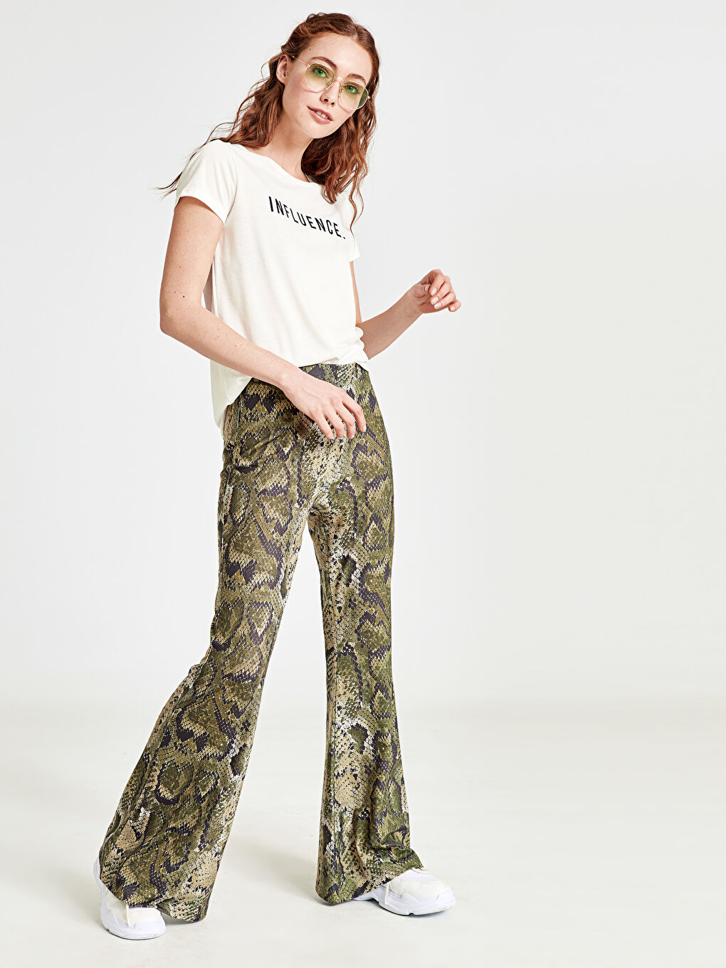 Yeşil Baskılı Pantolon