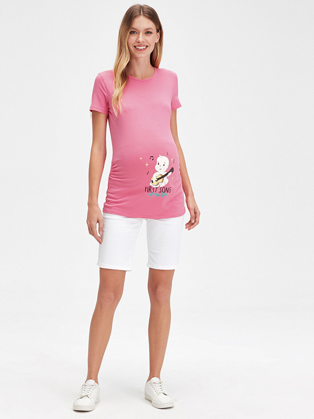 Beyaz Hamile Jean Şort