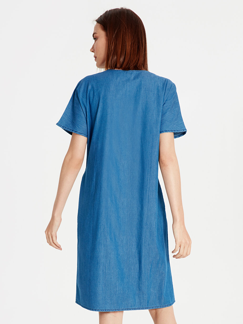 Standard Fit Short Sleeve Women's Jean Dress-1