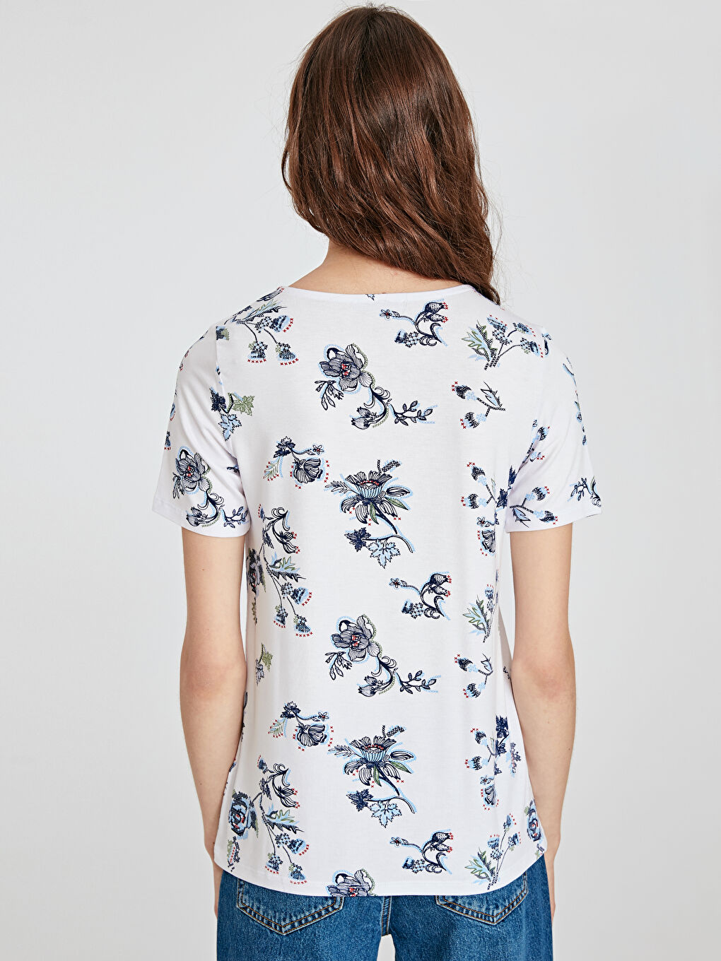 İndigo Baskılı Tişört-2