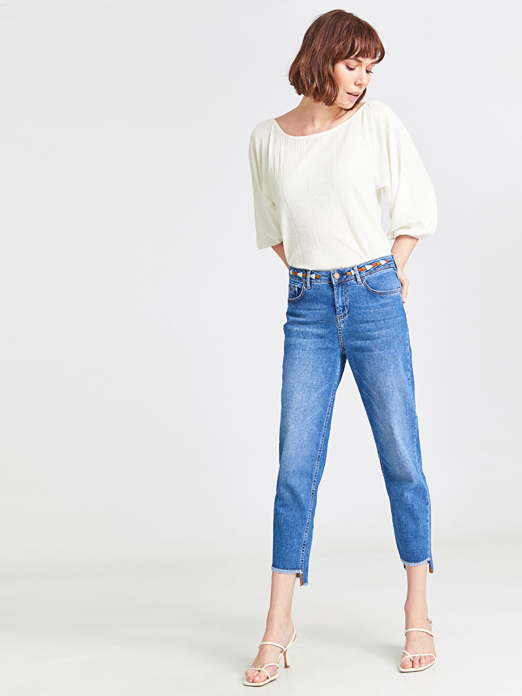 Lacivert Boyfriend Kadın Jean Pantolon