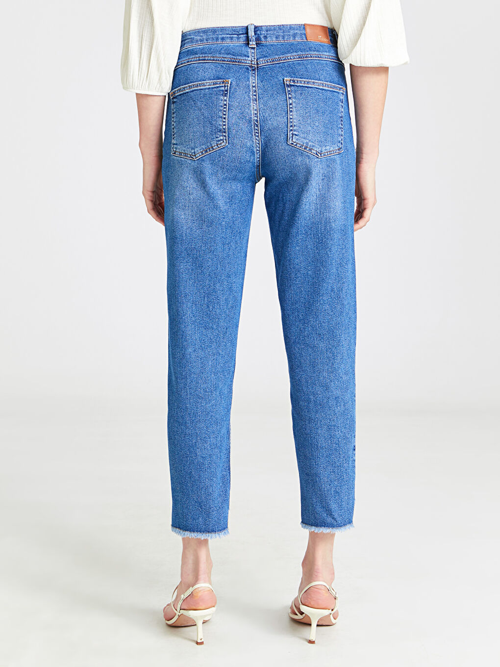 Lacivert Boyfriend Kadın Jean Pantolon-3