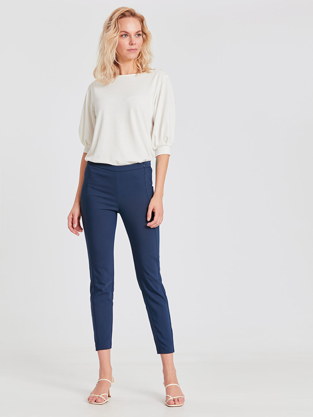 Lacivert Ekstra Dar Fit Kadın Pantolon-1