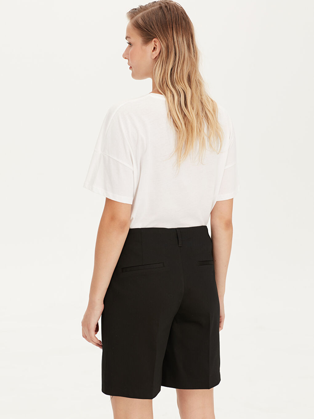 سراويل برمودا مستقيمة بوسط عالي للسيدات-2