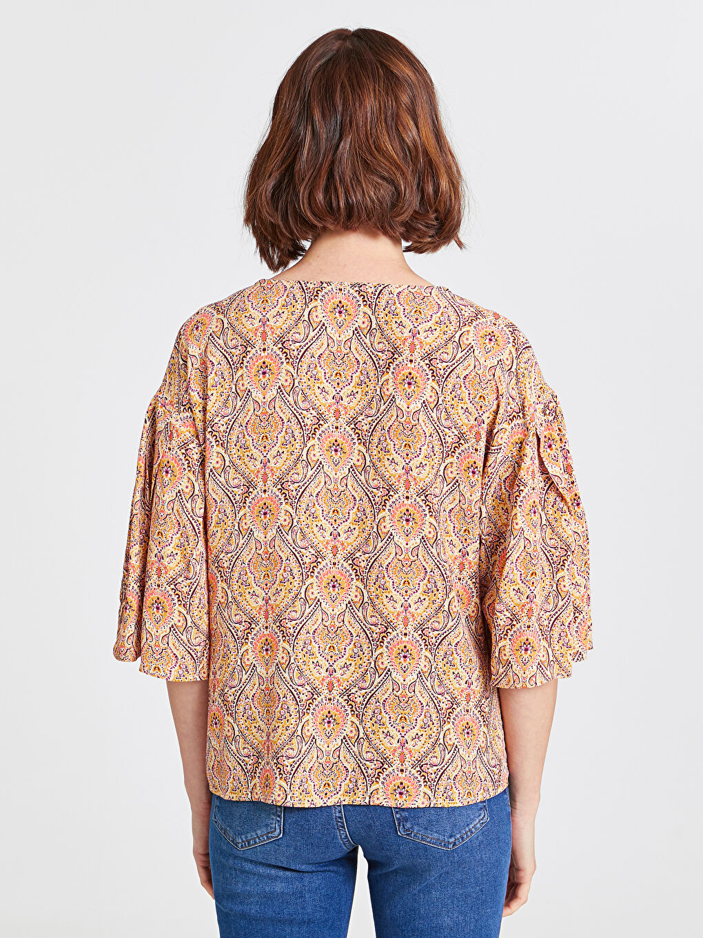 Turuncu Baskılı Bluz-2