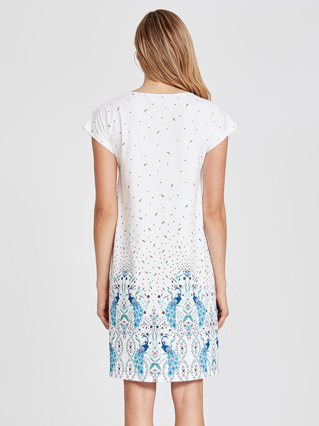 Ekru Baskılı Gecelik-2