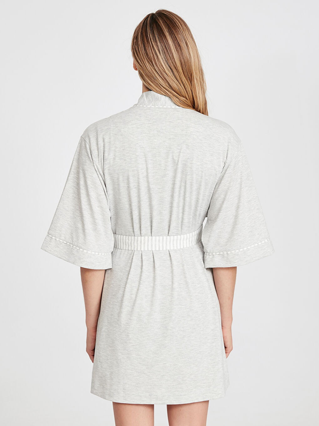 Gri Kruvaze Kadın Sabahlık-2