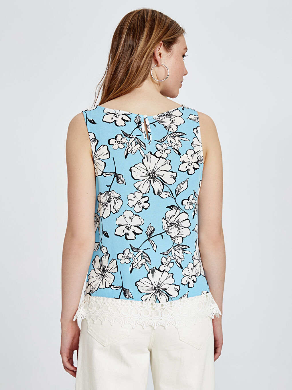 әйелдерге арналған дөңгелек жағалы жеңсіз блузка-2