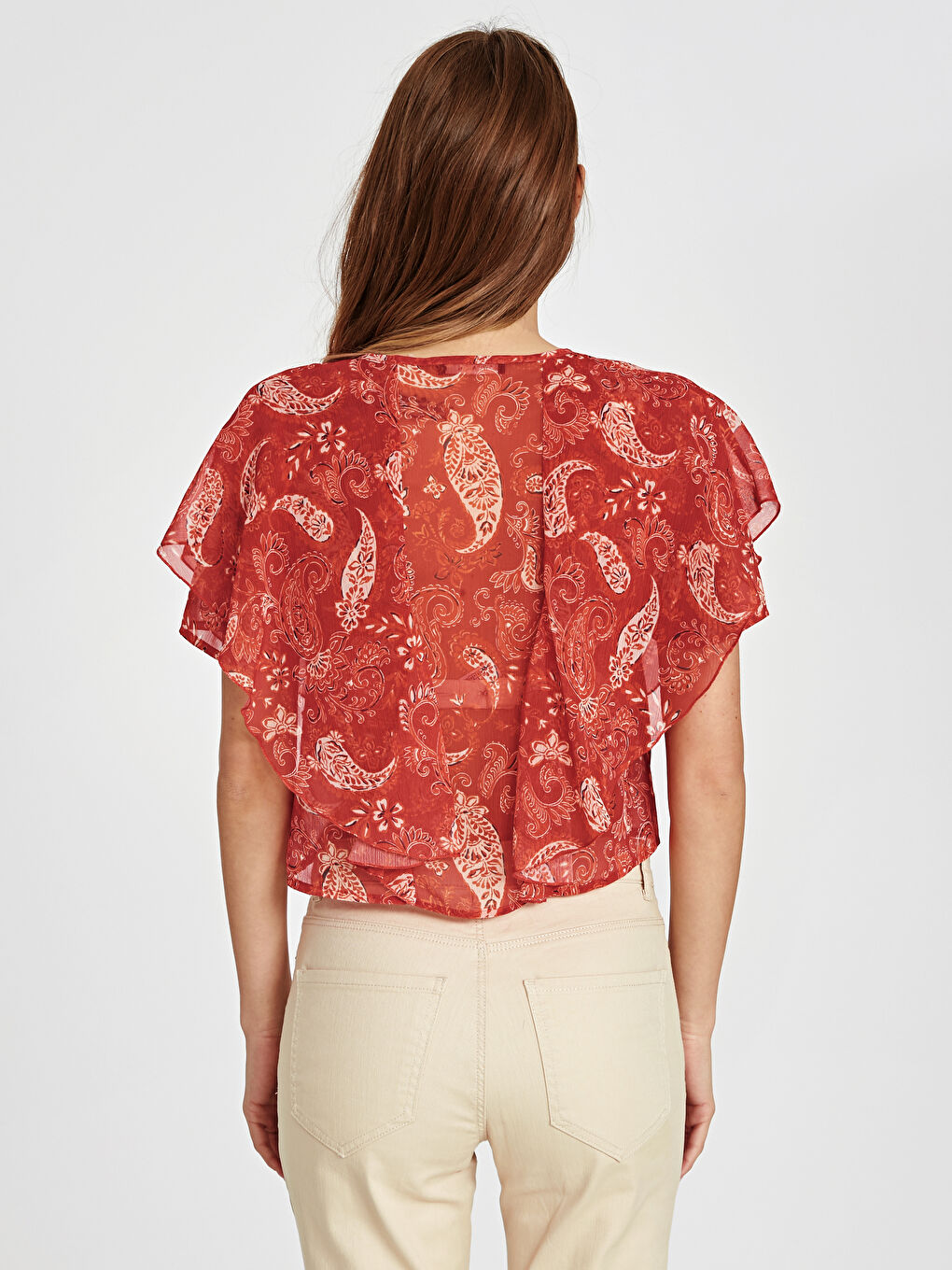 Kırmızı Standart Fit Uzun Kollu Kadın Bluz-3