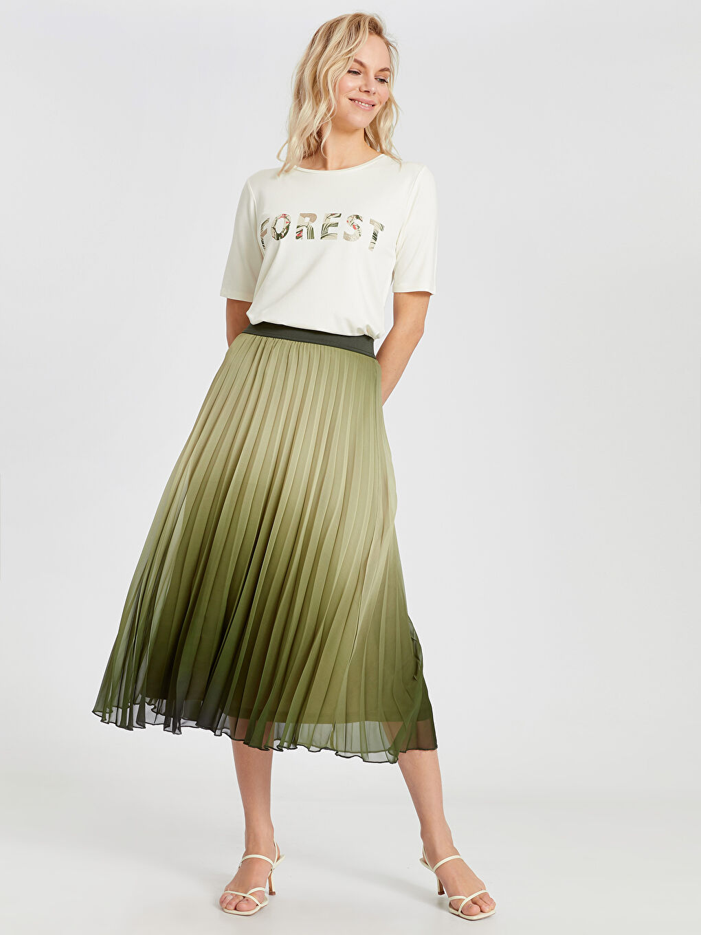 Haki Rahat Kalıp Şifon Kadın Etek