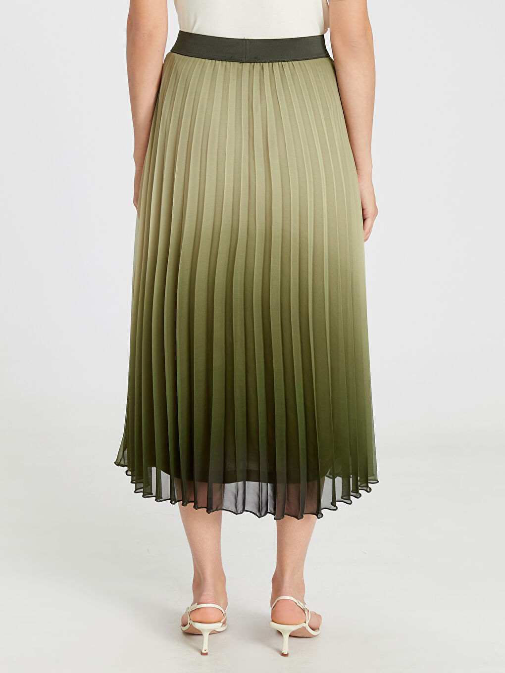 Haki Rahat Kalıp Şifon Kadın Etek-3