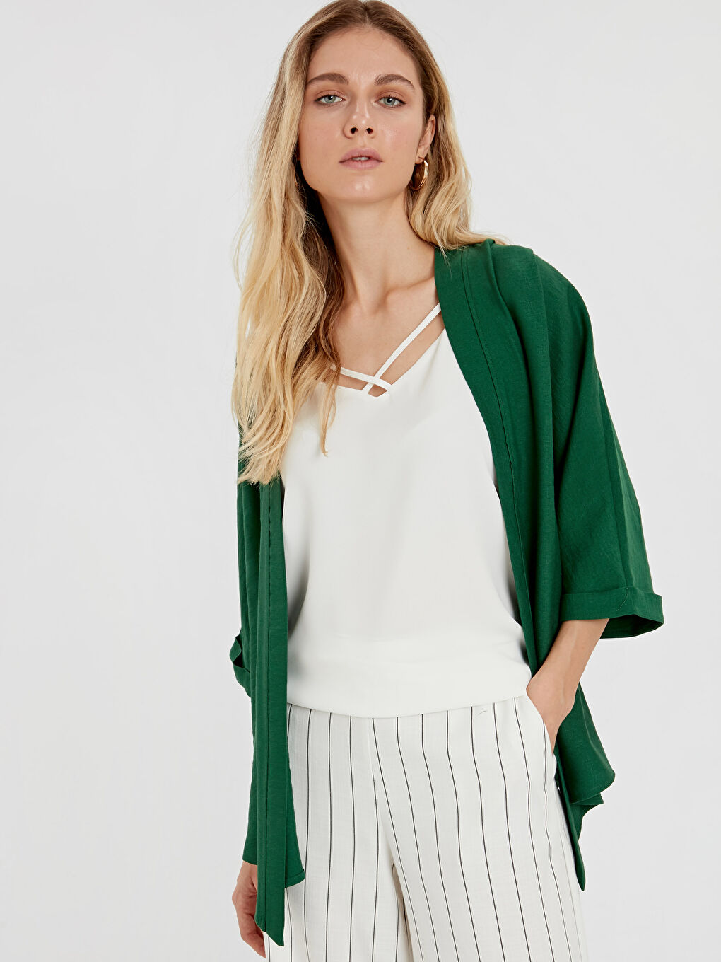 Yeşil Uzun Kollu Kadın Kimono
