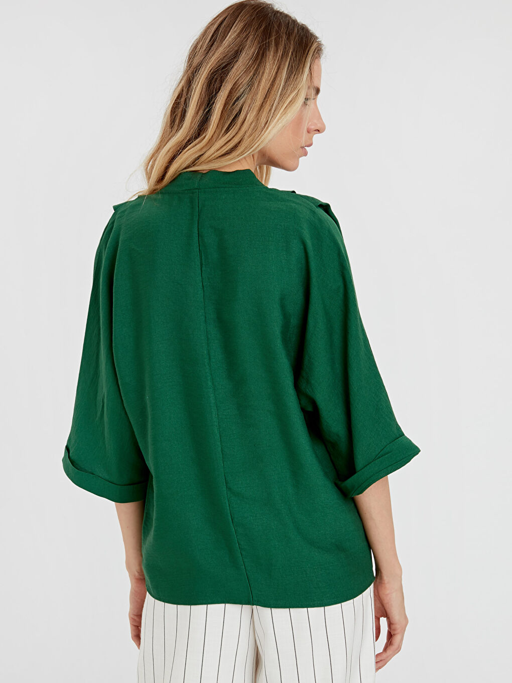 Yeşil Uzun Kollu Kadın Kimono-1