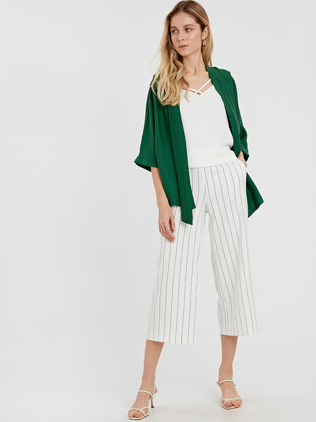 Yeşil Uzun Kollu Kadın Kimono-2