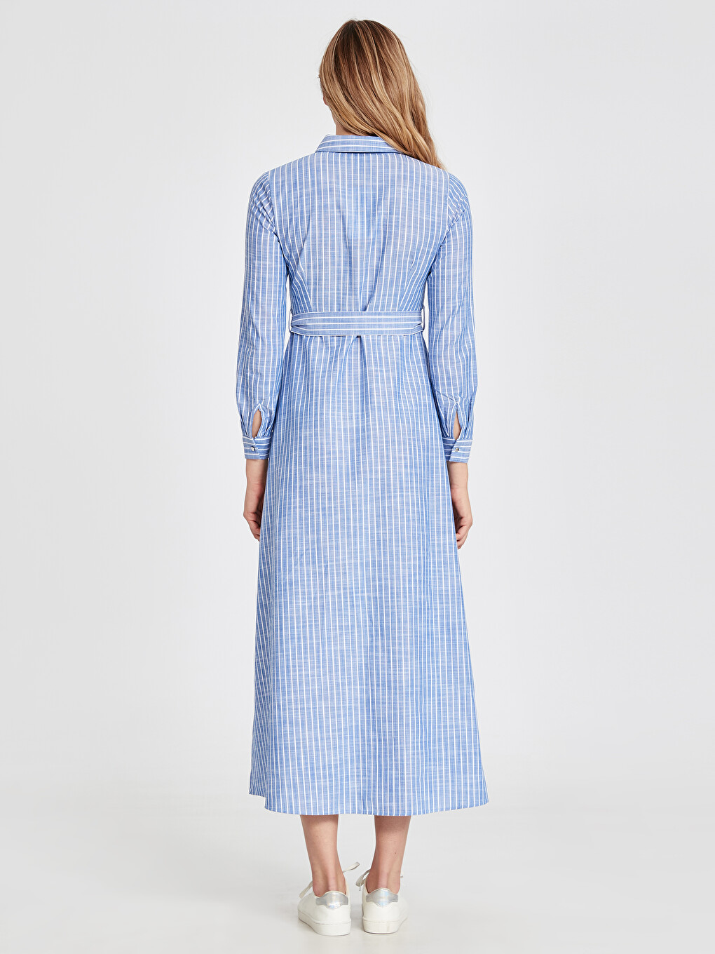 Woman Blue Shirt Dress-2
