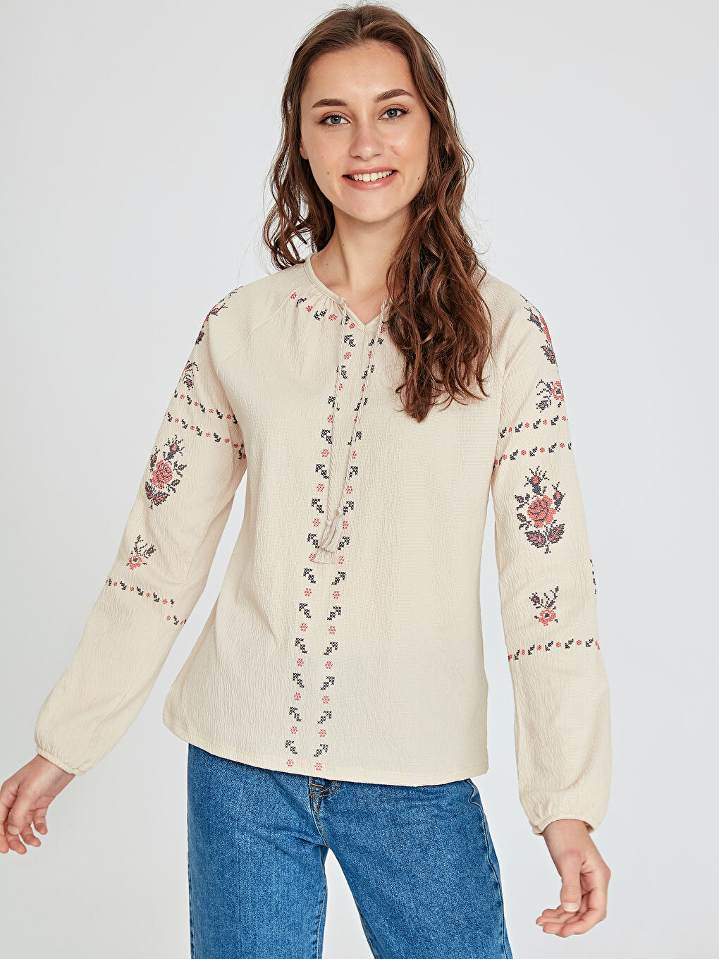 Bej Çizgili Tişört