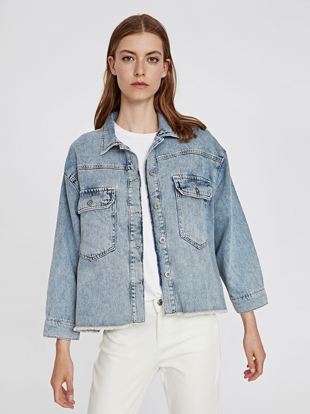 Açık İndigo Rodeo Jean Ceket-1