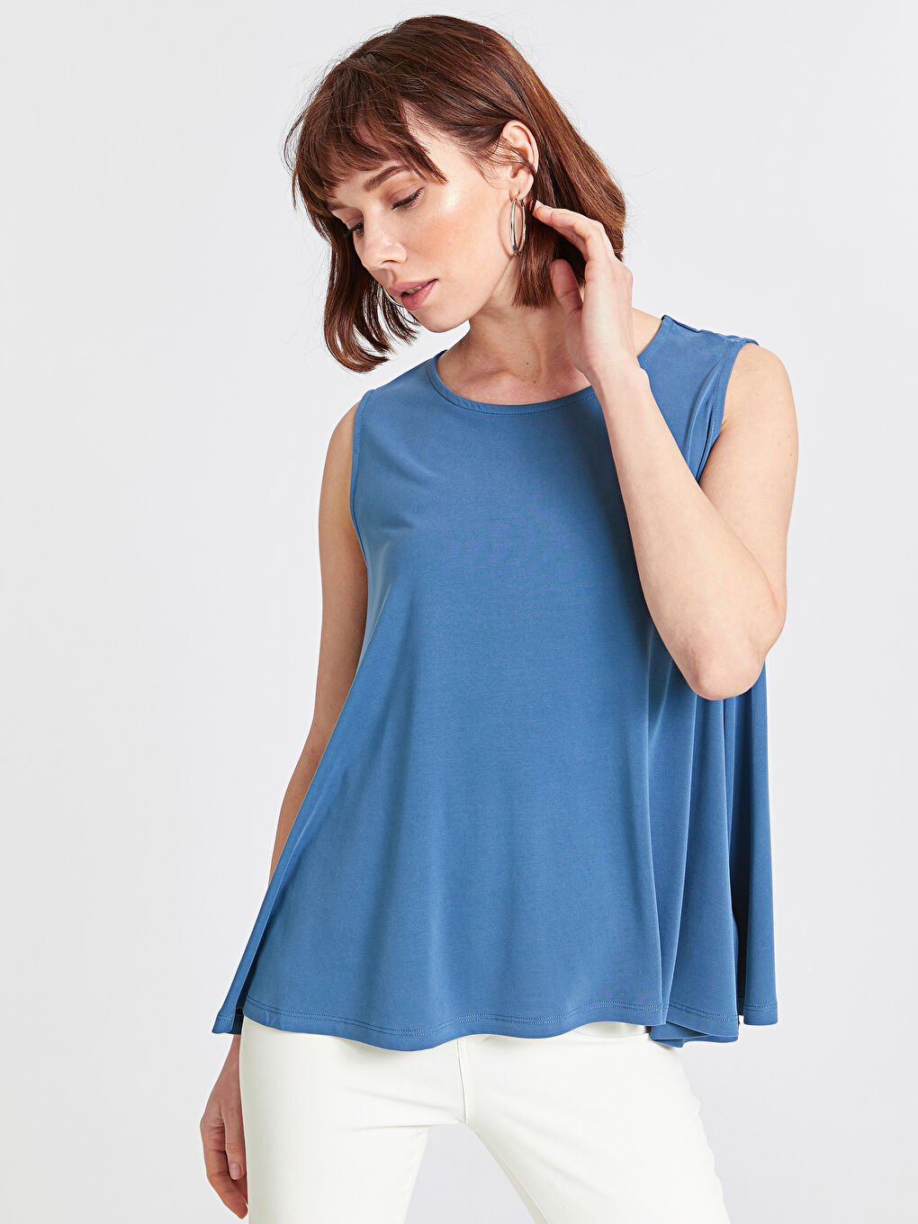 İndigo Bisiklet Yaka Kolsuz Penye Kadın Atlet