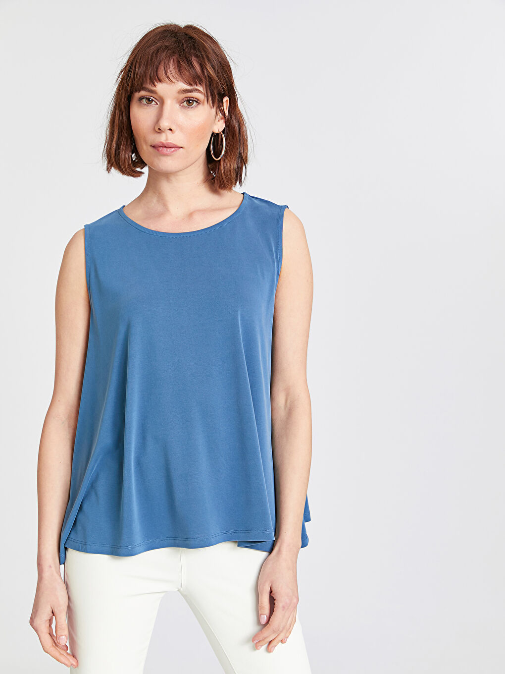 İndigo Bisiklet Yaka Kolsuz Penye Kadın Atlet-1