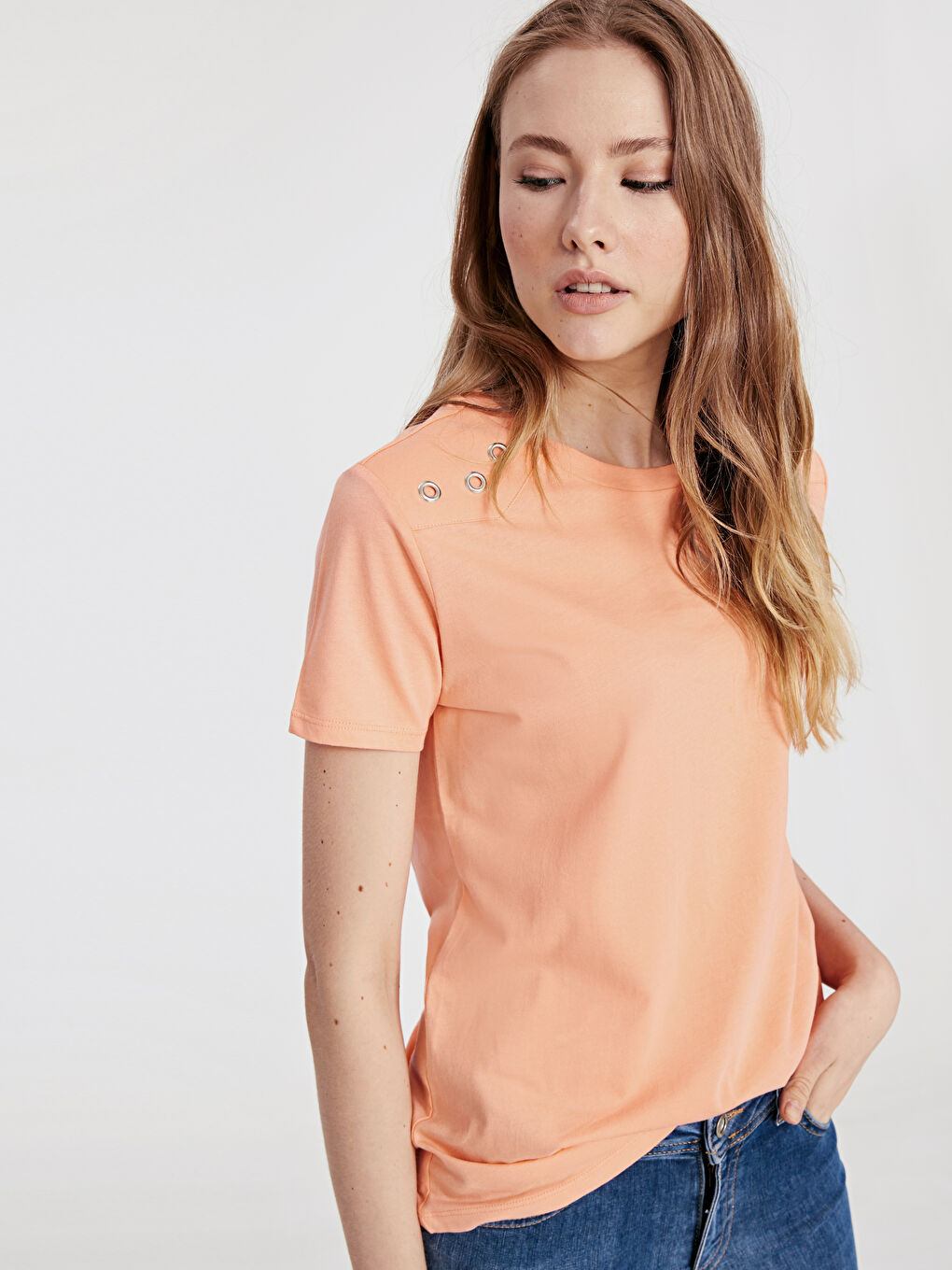 LCW Vision Woman CORAL T-Shirt -9SR249Z8-FNG