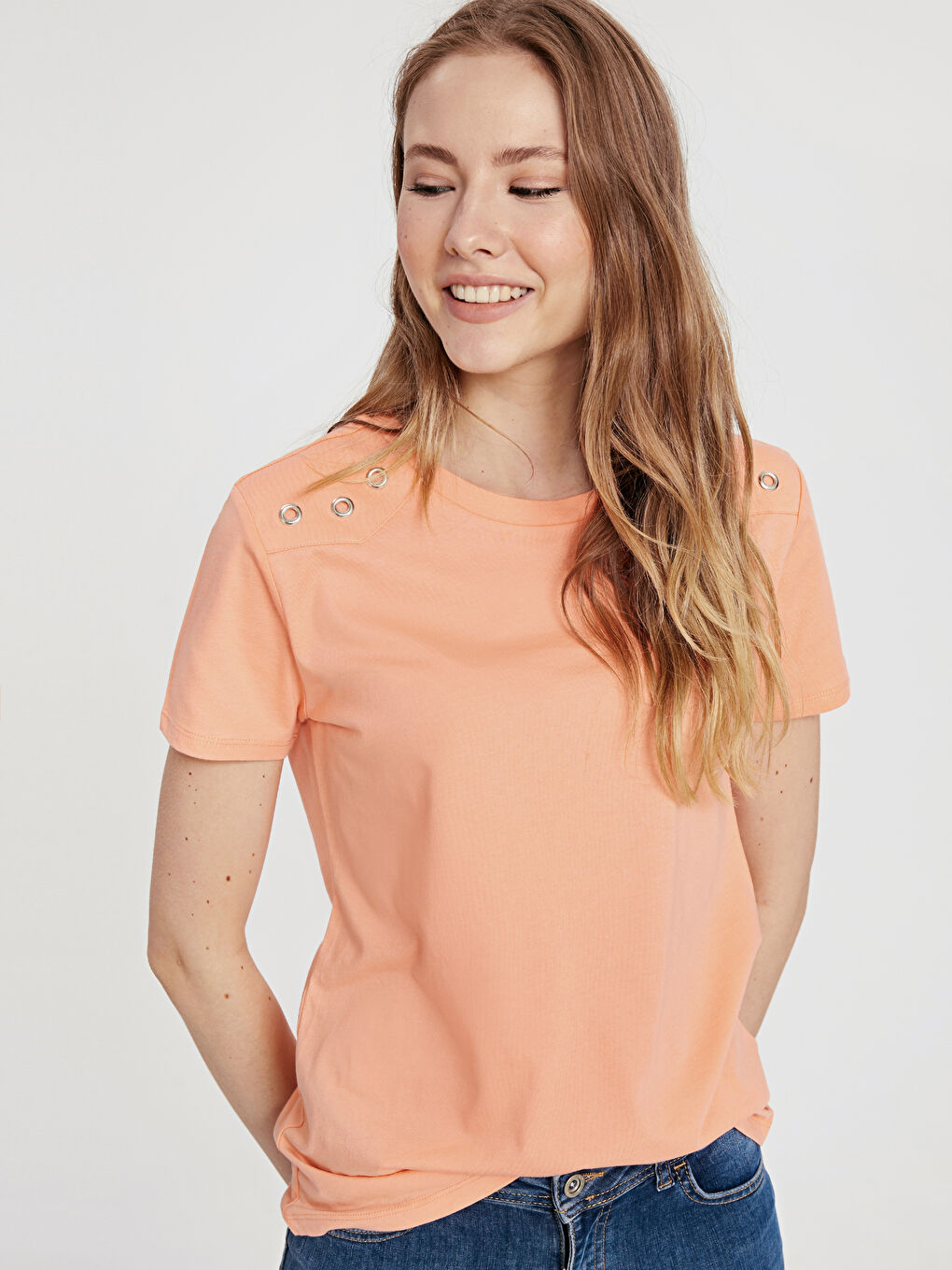 LCW Vision Woman CORAL T-Shirt -9SR249Z8-FNG