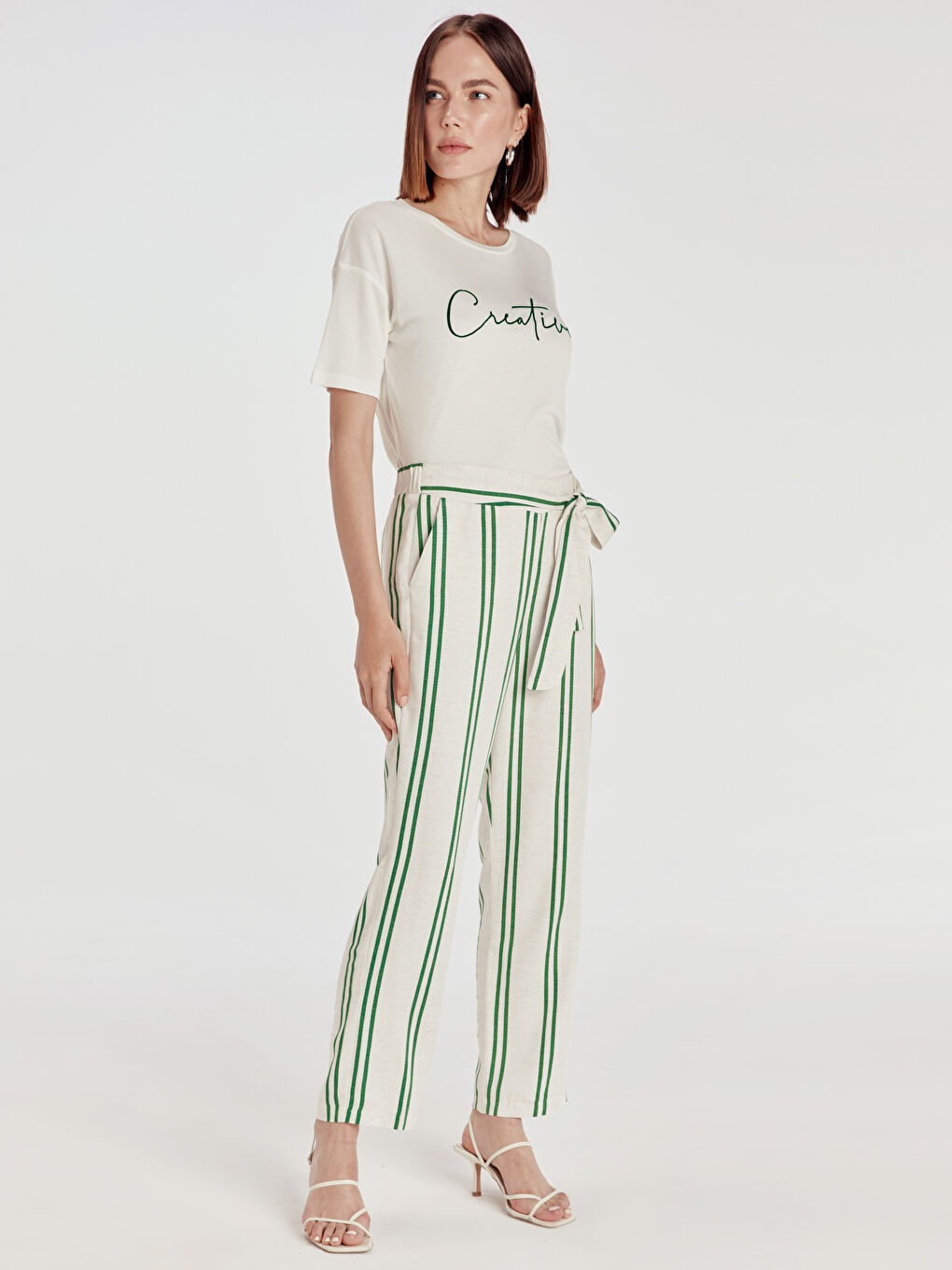 Женщины Зелёный Брюки-1