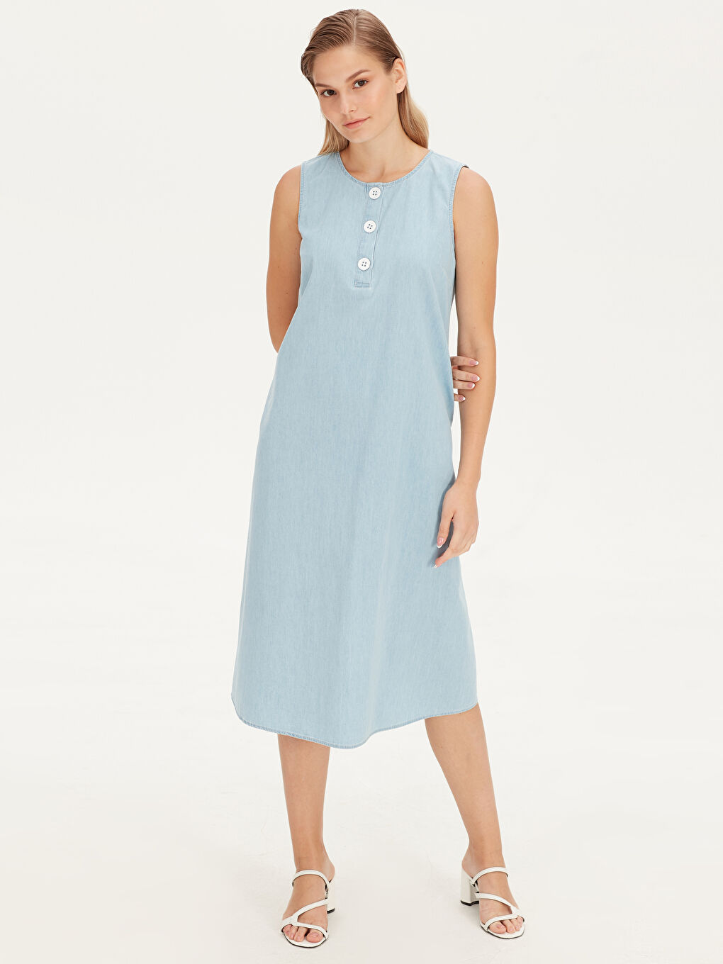Plenty Button Women Jean Dress-1