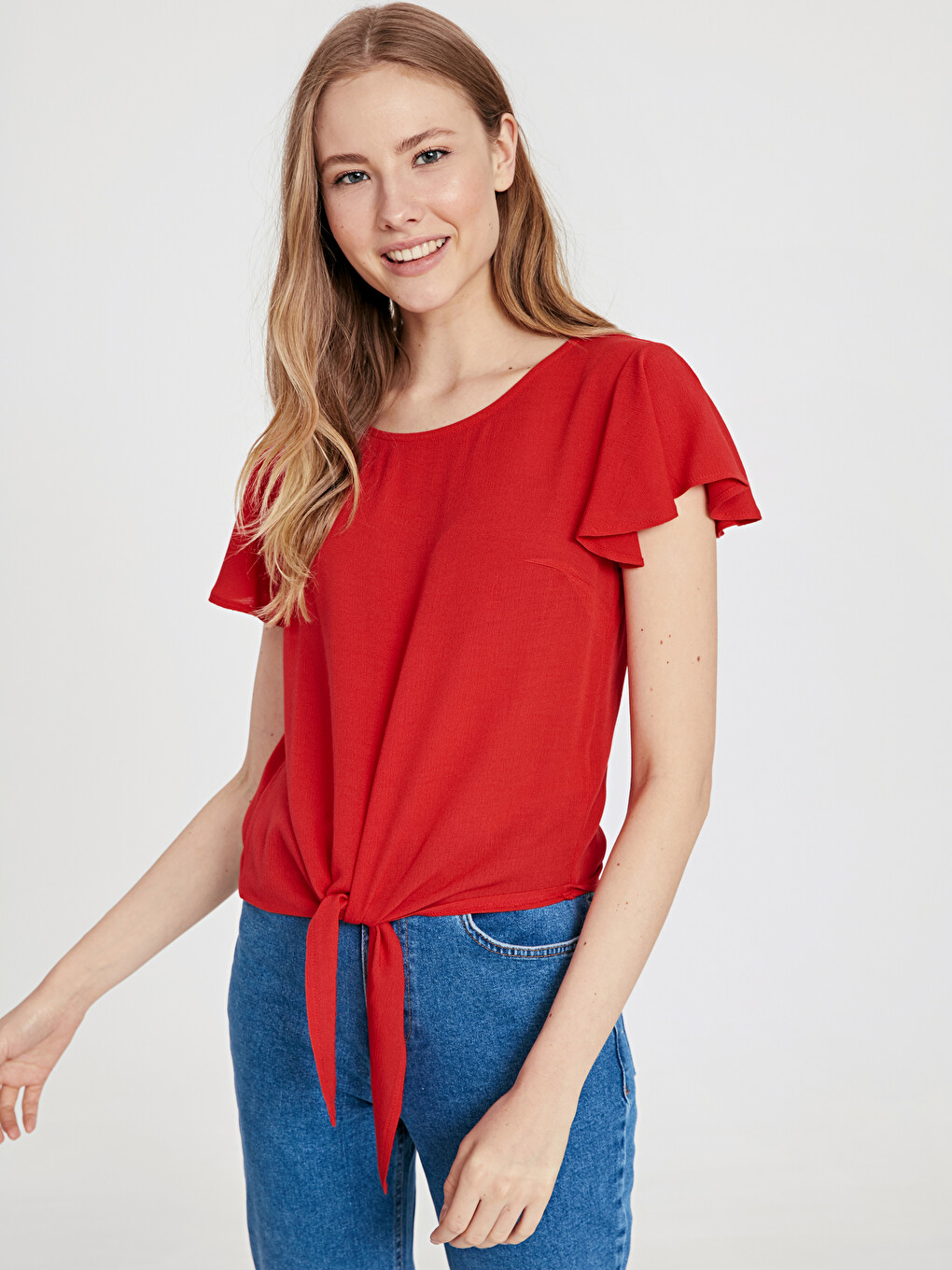 Woman Red Blouse-1