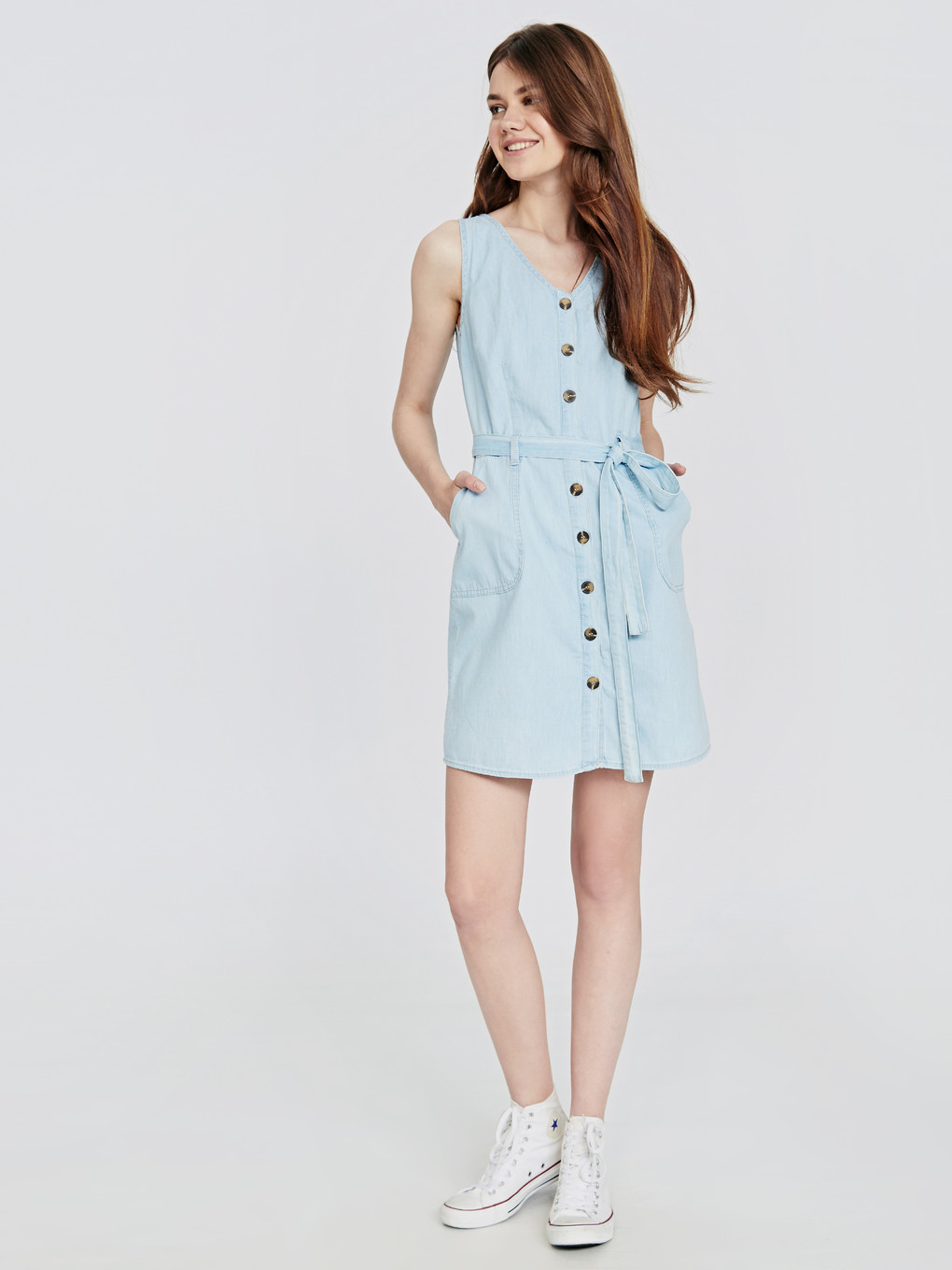 İndigo Standart Fit Askılı Kadın Jean Elbise